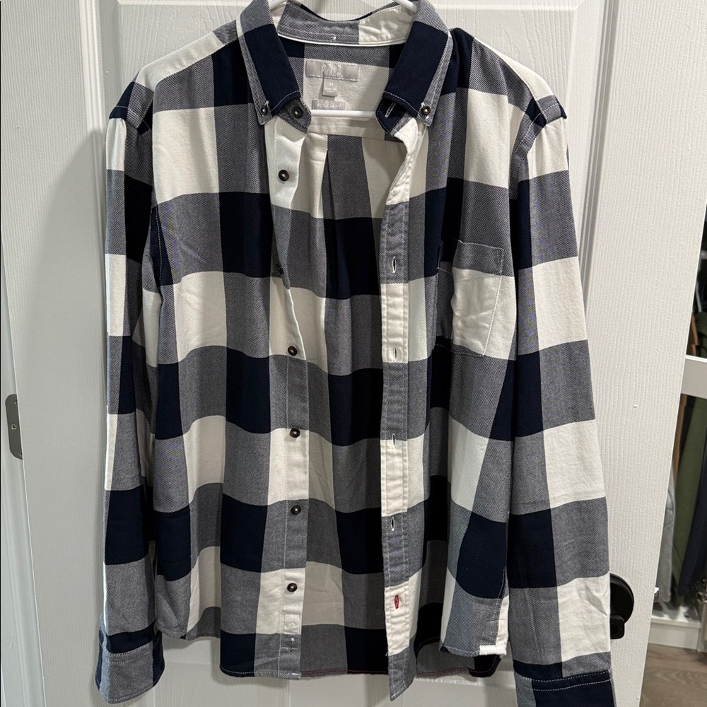 Boden Navy and White Checkered Shirt Men size M
